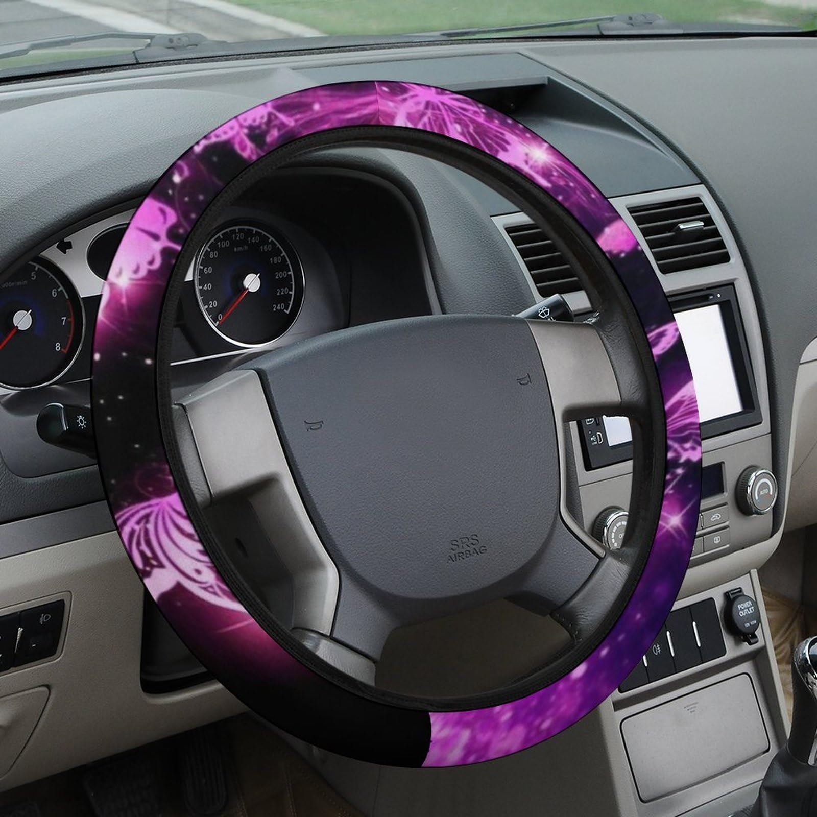 Amazon | ハンドルカバー 紫のきらびやかな蝶 車用 ステアリングカバー